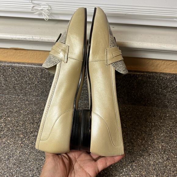 Enzo Angiolini Comfort Flats Womens Sz 7.5M Snake Skin Print Gold Leather Loafer - Picture 5 of 10